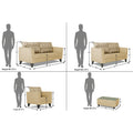 Adorn India Cortina Damask 3+2+1 6 Seater Sofa Set with Centre Table (Beige) Modern