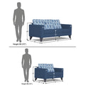 Straight line Plus Leaf 3+2 5 Seater Sofa Set (Blue)