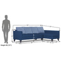 Adorn India Beetle Plus Stripes L Shape 6 Seater Sofa Set (Right Hand Side) (Blue) (3 Year Warranty)