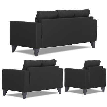 Adorn India Straight line Plus Leatherette 3+2+1 6 Seater Sofa Set (Black)