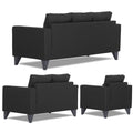 Adorn India Straight line Plus Leatherette 3+2+1 6 Seater Sofa Set (Black) (3 Year Warranty)