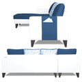 Adorn India Ashley Leatherette Fabric L Shape 6 Seater Sofa Set Digitel Print (Left Hand Side) (Blue & White) (3 Year Warranty)