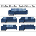 Adorn India Beetle Plus Bricks L Shape 6 Seater Sofa Set (Left Hand Side) (Blue) (3 Year Warranty)