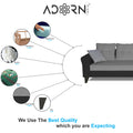 Adorn India Maddox Plain Two Tone L Shape 6 Seater Sofa Set RHS (Grey & Black) (3 Year Warranty)