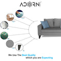 Adorn India Bryson L Shape 6 Seater Sofa Set Plain (Right Hand Side) (Grey) (3 Year Warranty)