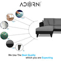 Adorn India Martin L Shape 4 Seater Sofa Set Two Tone - Left Hand Side (Grey & Black) (3 Year Warranty)