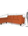Adorn India Maddox Tufted L Shape 5 Seater Sofa Set (Left Hand Side) (Rust)