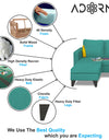 Adorn India Chandler L Shape 4 Seater Sofa Set Plain (Left Hand Side) (Aqua Blue)