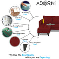 Adorn India Chandler Plain L Shape 4 Seater Wood Sofa Set (Maroon) (3 Year Warranty)