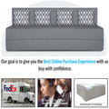 Adorn India Easy 4 Seater Sofa Cum Bed (Rhombus Pattern) Chennile Fabric - Washable Cover - Including 4 Cushion - Size 6' x 6' Ft (Grey Color) Perfect for Home & Office for Guests