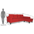Adorn India Wood Maddox Tufted L Shape 5 Seater Sofa Set RHS (Red) (3 Year Warranty)