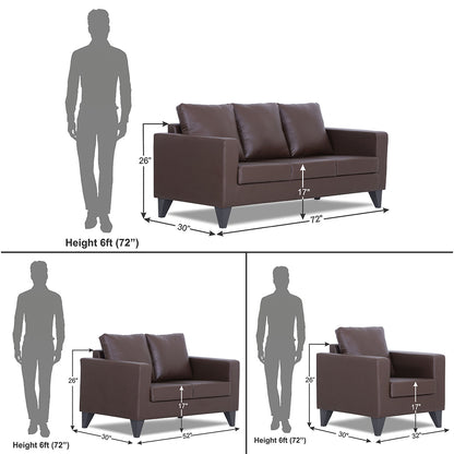 Adorn India Straight line Plus Leatherette 3+2+1 6 Seater Sofa Set (Brown)