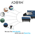 Adorn India Maddox Plain Two Tone L Shape 6 Seater Sofa Set LHS (Blue & Black) (3 Year Warranty)
