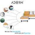 Adorn India Ashley Leatherette Fabric L Shape 6 Seater Sofa Set Digitel Print (Left Hand Side) (Beige & White) (3 Year Warranty)