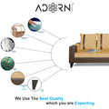 Adorn India Ashley L Shape 6 Seater Sofa Set Leatherette Fabric Stripes (Right Hand Side) (Brown & Beige) (3 Year Warranty)