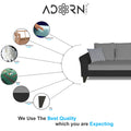 Adorn India Maddox Plain Two Tone L Shape 6 Seater Sofa Set RHS (Grey & Black) (3 Year Warranty)