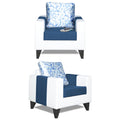 Adorn India Ashley Digitel Print Leatherette Fabric 3-2-1 Six Seater Sofa Set (Blue & White) (3 Year Warranty)