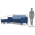 Adorn India Calloway Bricks L Shape 5 Seater Sofa Set (Left Hand Side) (Blue)