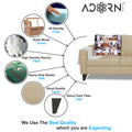 Adorn India Hallton L Shape 4 Seater Sofa Set Digital Print (Beige) (3 Year Warranty)