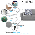 Adorn India Hallton L Shape 4 Seater Sofa Set Digital Print (Grey) (3 Year Warranty)