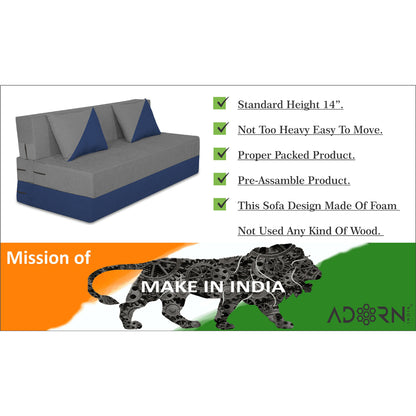 Adorn India Easy Desmond 2 Seater Sofa Cum Bed 4 x 6 (Blue & Grey)