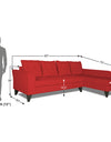 Adorn India Maddox Tufted L Shape 6 Seater Sofa Set (Right Hand Side) (Red)