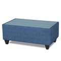 Adorn India Lawson Stripes 3+2 5 Seater Sofa Set with Centre Table (Blue)