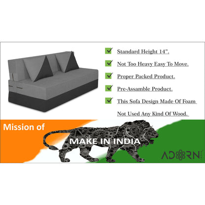 Adorn India Easy Desmond 2 Seater Sofa Cum Bed 4 x 6 (Grey & Black)