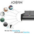 Adorn India Ashley L Shape 6 Seater Sofa Set Leatherette Fabric Plain (Right Hand Side) (Grey & Black) (3 Year Warranty)