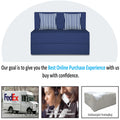 Adorn India Easy Alyn Plus Stripes 2 Seater Sofa Cum Bed (3x6) (Blue) (1 Year Warranty)