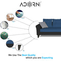 Adorn India Maddox Tufted L Shape 6 Seater Sofa Set RHS (Blue & Black) (3 Year Warranty)