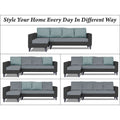Adorn India Beetle Plus Blossom L Shape 6 Seater Sofa Set (Left Hand Side) (Black & Grey) (3 Year Warranty)