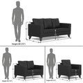 Adorn India Straight line Plus Leatherette 3+2+1 6 Seater Sofa Set (Black) (3 Year Warranty)