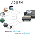 Adorn India Ashley L Shape 6 Seater Sofa Set Leatherette Fabric Digitel Print (Left Hand Side) (Grey & Black) (3 Year Warranty)
