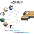 Adorn India Ashley L Shape 6 Seater Sofa Set Leatherette Fabric Digitel Print (Left Hand Side) (Brown & Beige) (3 Year Warranty)