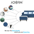 Adorn India Bladen L Shape 5 Seater Sofa Set Floral Print (Left Hand Side) (Blue)