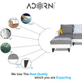 Adorn India Ashley Leatherette Fabric L Shape 6 Seater Sofa Set Digitel Print (Left Hand Side) (Grey & White) (3 Year Warranty)