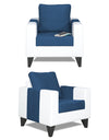 Adorn India Ashley Plain Leatherette Fabric 3-1-1 Five Seater Sofa Set (Blue & White)