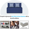 Adorn India Easy Alyn Plus Stripes 2 Seater Foam Sofa Cum Bed (4X6) (Blue) (1 Year Warranty)