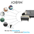 Adorn India Maddox Plain Two Tone L Shape 6 Seater Sofa Set LHS (Grey & Black) (3 Year Warranty)
