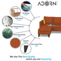 Adorn India Chandler Plain L Shape 4 Seater Sofa Set (Rust) (3 Year Warranty)