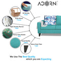 Adorn India Wood Hallton L Shape 4 Seater Sofa Set Digital Print (Aqua Blue) (3 Year Warranty)