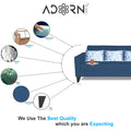 Adorn India Bladen L Shape 5 Seater Sofa Set Floral Print (Right Hand Side) (Blue)