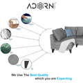 Adorn India Bryson L Shape 6 Seater Sofa Set Plain (Left Hand Side) (Grey) (3 Year Warranty)