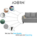 Adorn India Chandler Plain L Shape 5 Seater Sofa Sofa Set RHS (Grey)