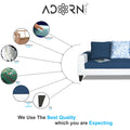 Adorn India Ashley Leatherette Fabric L Shape 6 Seater Sofa Set Digitel Print (Right Hand Side) (Blue & White) (3 Year Warranty)