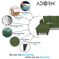 Adorn India Chandler Plain L Shape 5 Seater Sofa Sofa Set Lhs (Green) (3 Year Warranty)