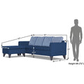 Adorn India Abington Stripes L Shape 5 Seater Sofa Set LHS (Blue) (3 Year Warranty)