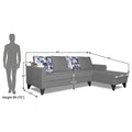 Adorn India Hallton L Shape 5 Seater Sofa Set Digitel Print (Right Hand Side) (Grey) (3 Year Warranty)