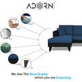Adorn India Martin L Shape 4 Seater Sofa Set Two Tone Left Hand Side (Blue & Black) (3 Year Warranty)